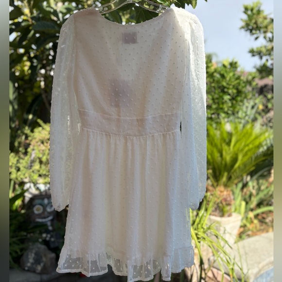 Hello Molly Twin Sister White Sheer Polka Dot Layered Fabric Mini Dress Size 2 - Picture 3 of 10